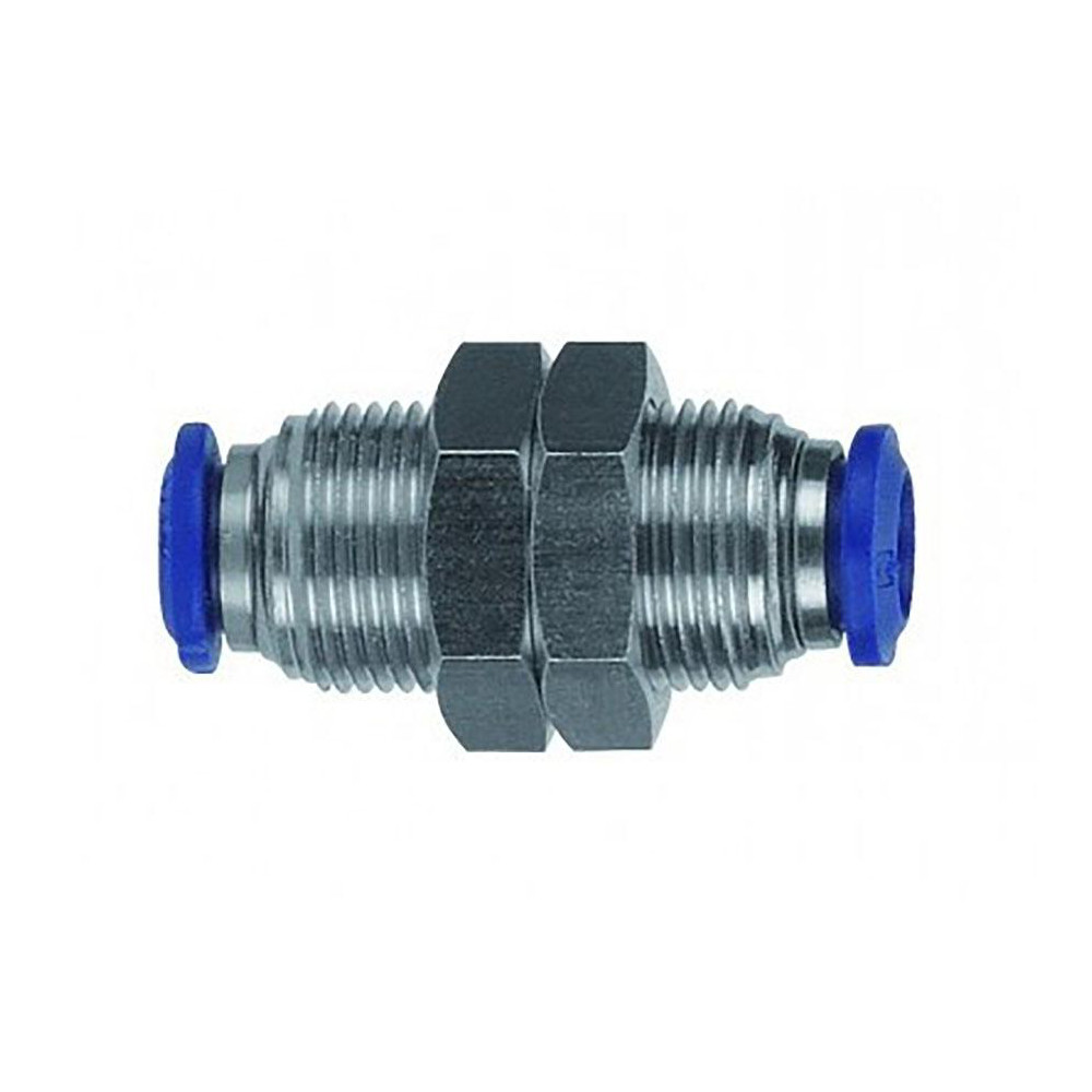 Aignep USA Push-to-Connect Tube x Tube Fitting: Bulkhead Union, M20x1 Thread, 3/8" OD - 88050-06