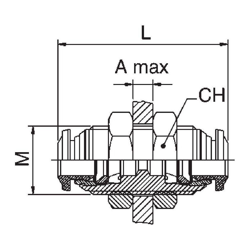 Aignep USA Push-to-Connect Tube x Tube Fitting: Bulkhead Union, M20x1 Thread, 3/8" OD - 88050-06