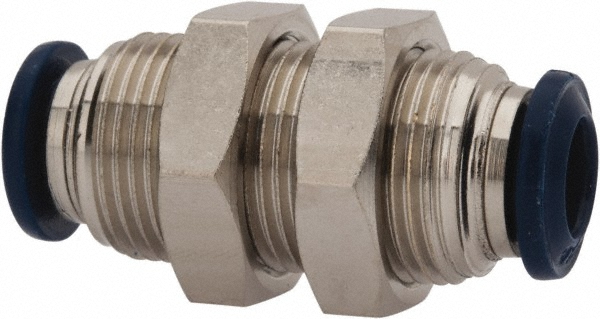 Aignep USA Push-to-Connect Tube x Tube Fitting: Bulkhead Union, M20x1 Thread, 3/8" OD - 88050-06