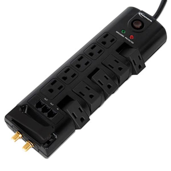 Innovera Surge Protector, 10 Outlets, 6ft Cord, Tel-DSL-Coax, 2880 Joules - IN30903