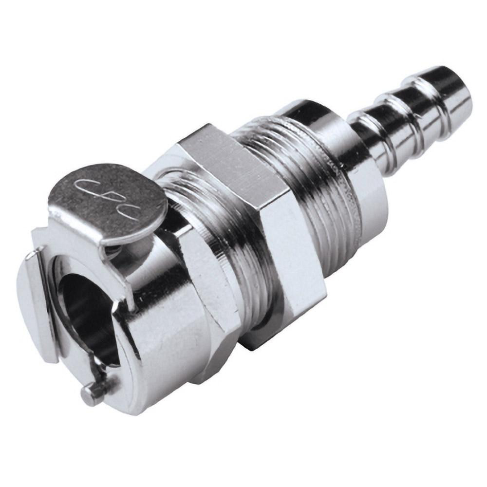 CPC Colder Products 1/4" Inside Tube Dia, Brass, Quick Disconnect, Hose Barb Panel Mount Coupling Body - LC16004NA