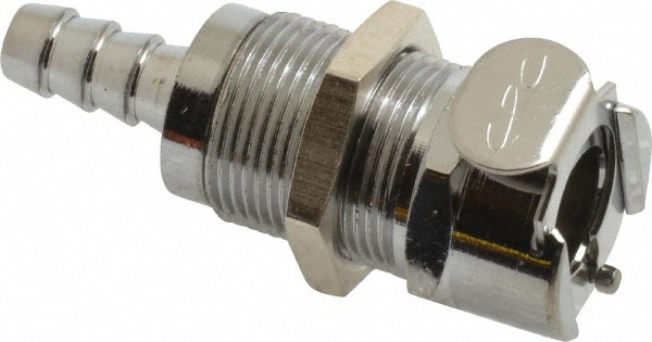 CPC Colder Products 1/4" Inside Tube Dia, Brass, Quick Disconnect, Hose Barb Panel Mount Coupling Body - LC16004NA