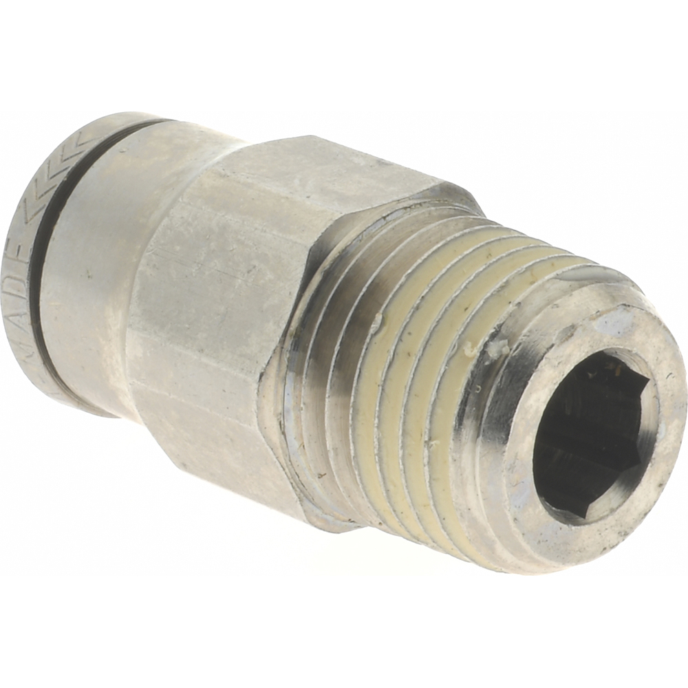 Norgren Push-to-Connect Tube x Male x Tube x Male BSPT Fitting: Straight Adapter, BSPT, 8.00 mm OD - 101250828