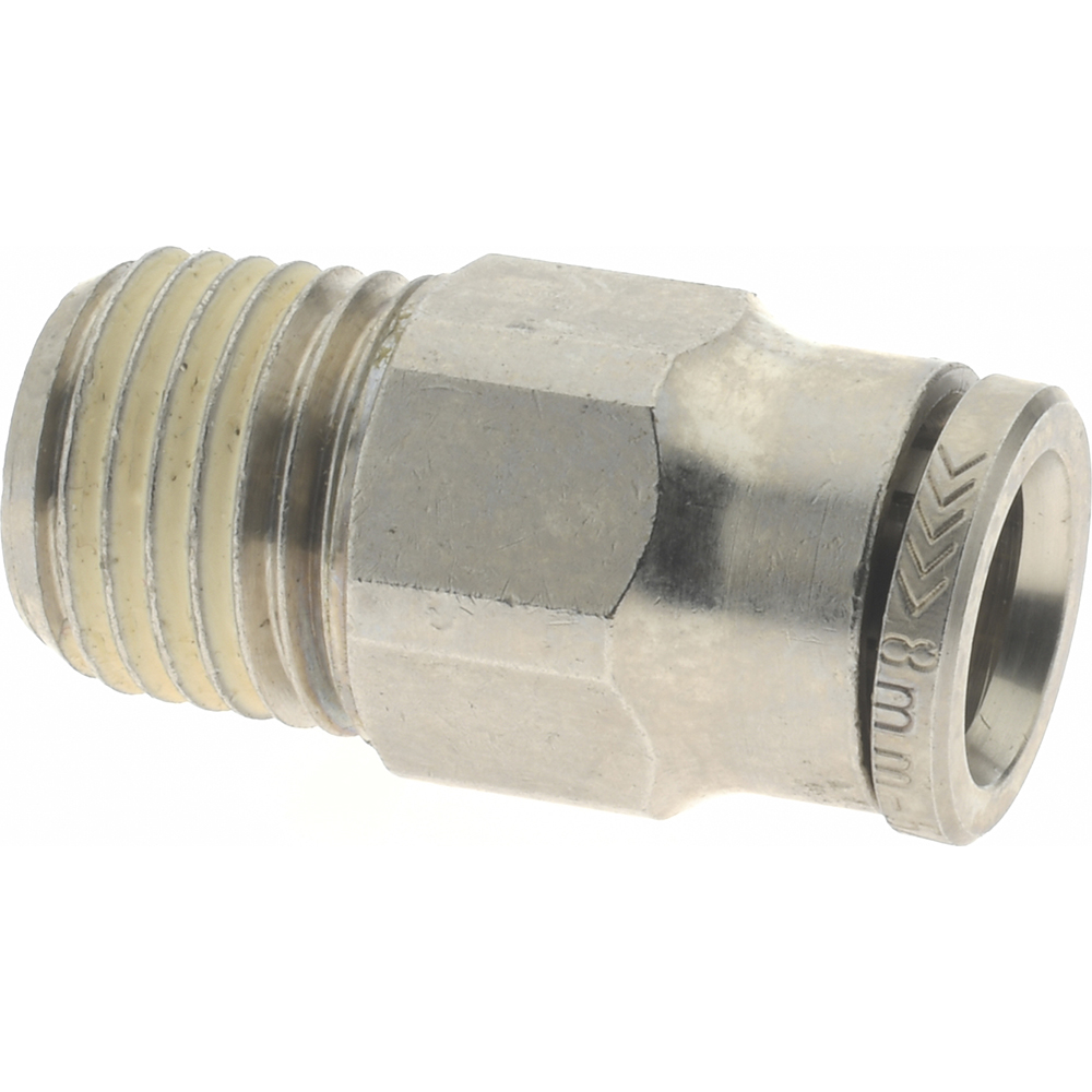 Norgren Push-to-Connect Tube x Male x Tube x Male BSPT Fitting: Straight Adapter, BSPT, 8.00 mm OD - 101250828