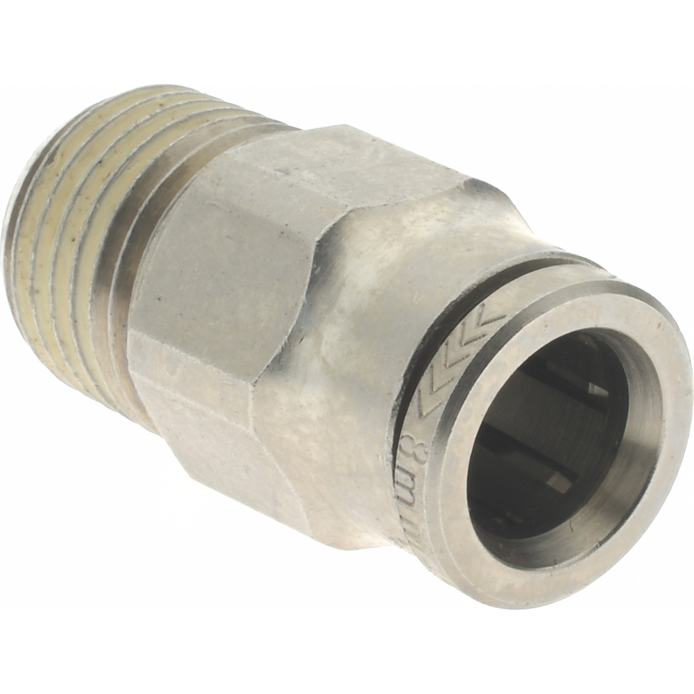 Norgren Push-to-Connect Tube x Male x Tube x Male BSPT Fitting: Straight Adapter, BSPT, 8.00 mm OD - 101250828