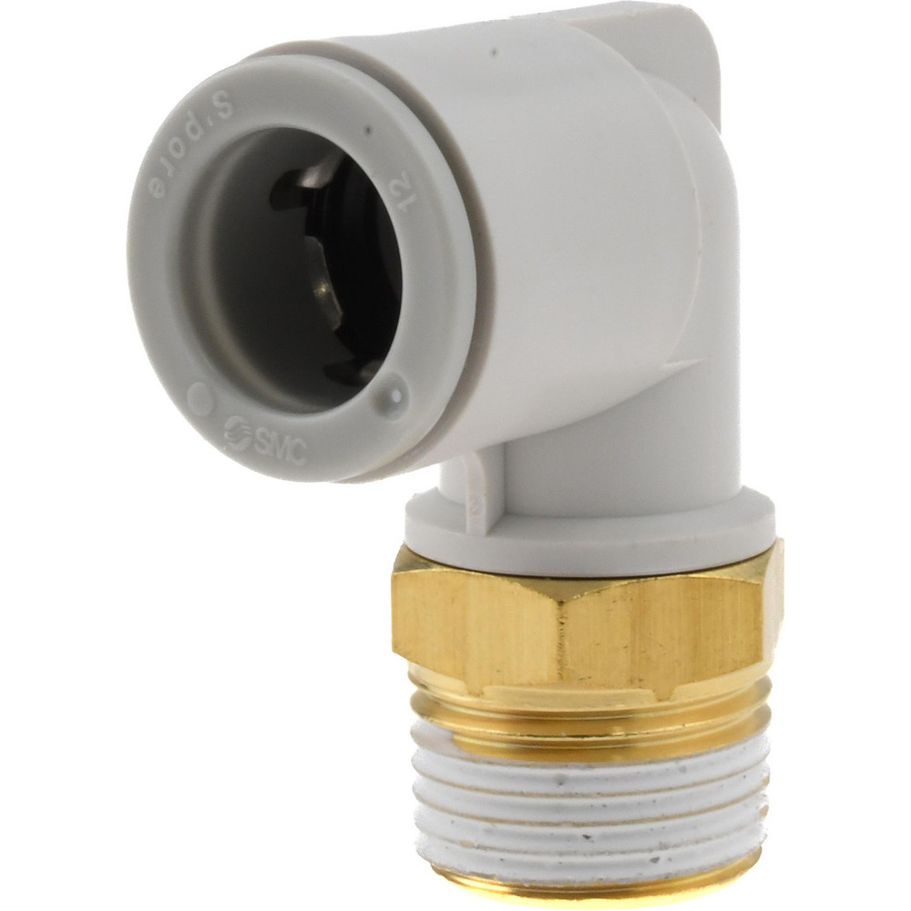 SMC PNEUMATICS Push-to-Connect Push-to-Connect Fitting: Elbow, BSPT, 12.00 mm OD - KQ2L12-03AS