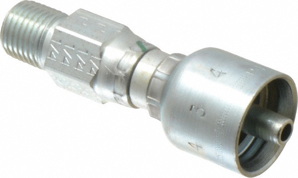 Parker Hydraulic Hose Male NPTF Pipe Swivel Fitting: 0.25" ID, 4 mm, 1/4" - 11343-4-4