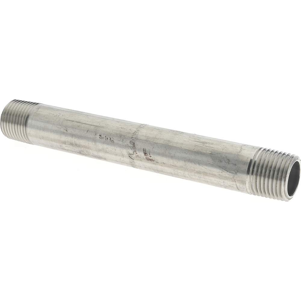 Merit Brass Stainless Steel Pipe Nipple: 1/2" Pipe, Grade 316 & 316L - 6008-600