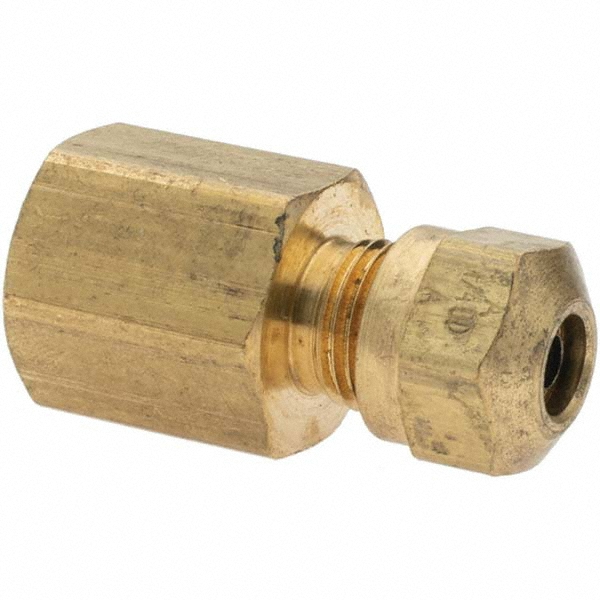 Parker Compression Tube Connector: 1/4" Tube OD, Compression x FNPT - BD-10754