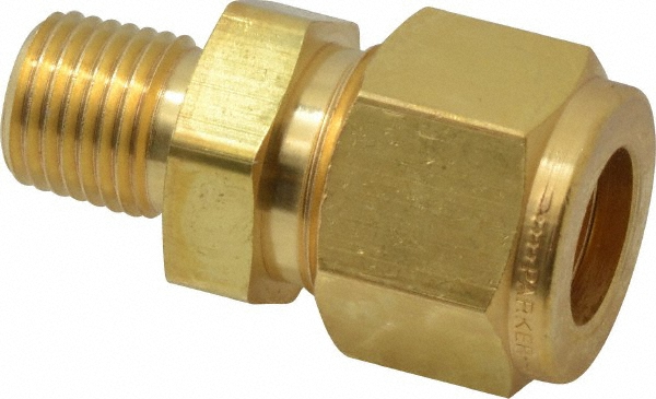 Parker Compression Tube Connector: 1/2" Tube OD, Compression x MNPT - 8-4 FBZ-B