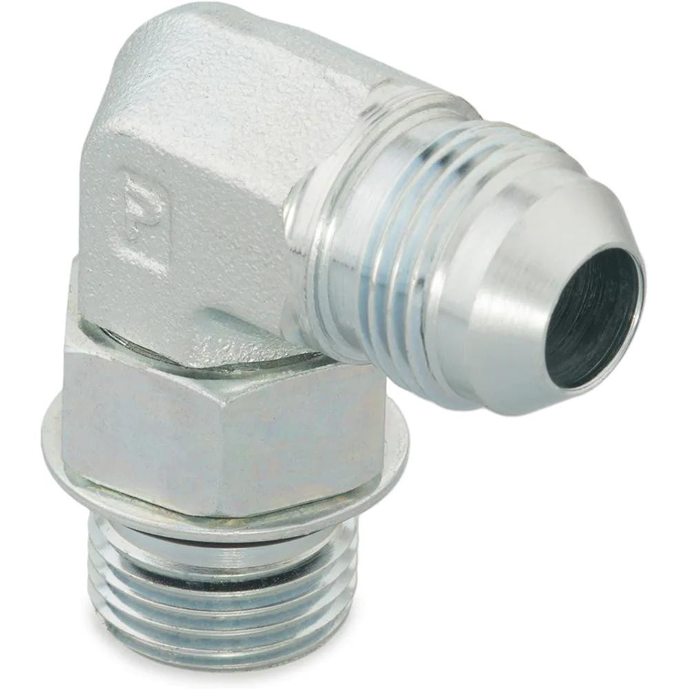 Parker Steel Flared Tube 90 Deg Elbow: 5/8" OD, 3/4-16 Thread, 37 deg Flared Angle - PT-00207