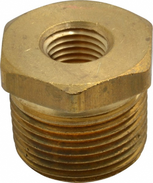 Parker Industrial Pipe Bushing: 1/4" Female Thread, 3/8" Male Thread, MNPTF x FNPTF - 209P-6-4
