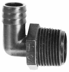 NewAge Industries Barbed Tube Elbow: 1/2" Barbs, 1/2" NPT - 5003740