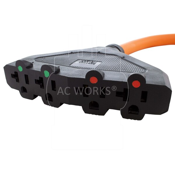 Ac Works 1.5FT 10/4 NEMA 14-30P 4-Prong Dryer Plug to 4 NEMA 5-15/20R Connector - S1430F520-018