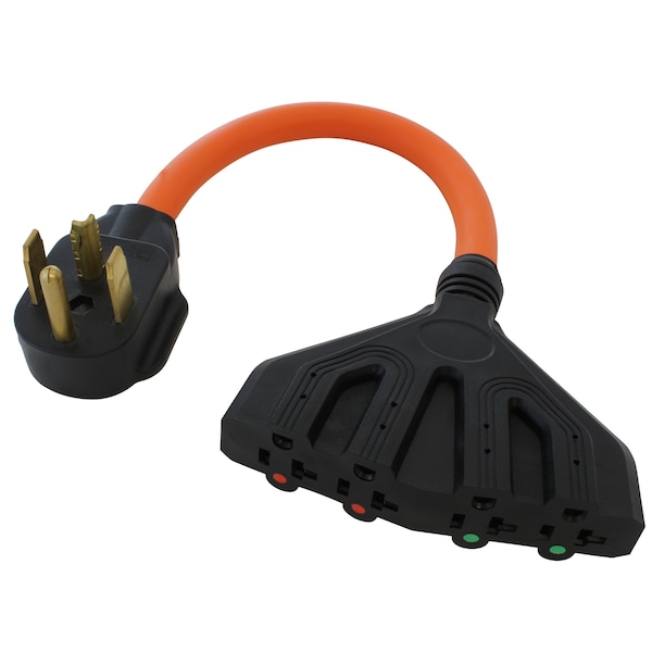 Ac Works 1.5FT 10/4 NEMA 14-30P 4-Prong Dryer Plug to 4 NEMA 5-15/20R Connector - S1430F520-018