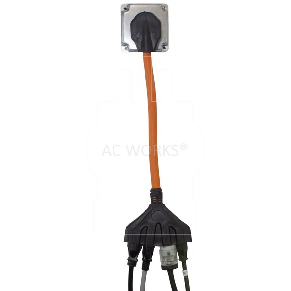 Ac Works 1.5FT 10/4 NEMA 14-30P 4-Prong Dryer Plug to 4 NEMA 5-15/20R Connector - S1430F520-018