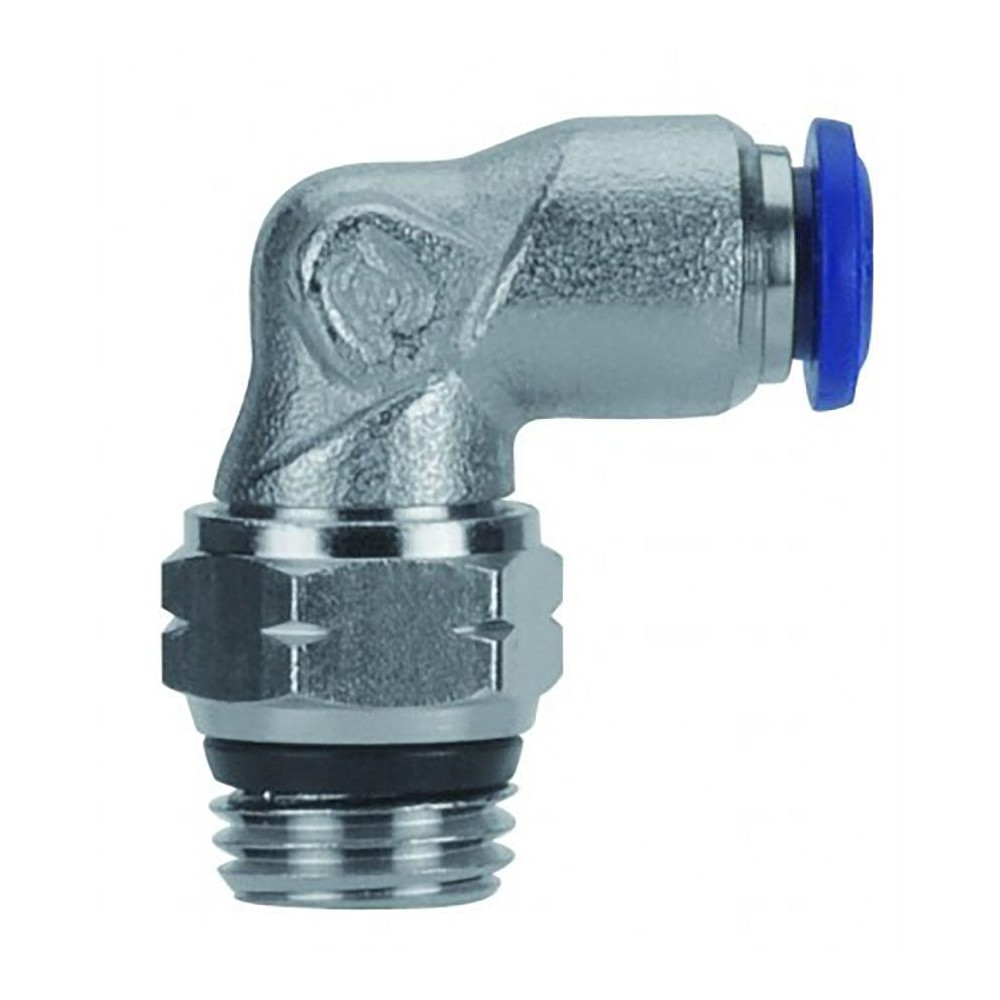 Aignep USA Push-to-Connect Tube x Male x Tube x Male UNF Fitting: Swivel Elbow, #10-32 Thread, UNF, 1/8" OD - 88115-02-32