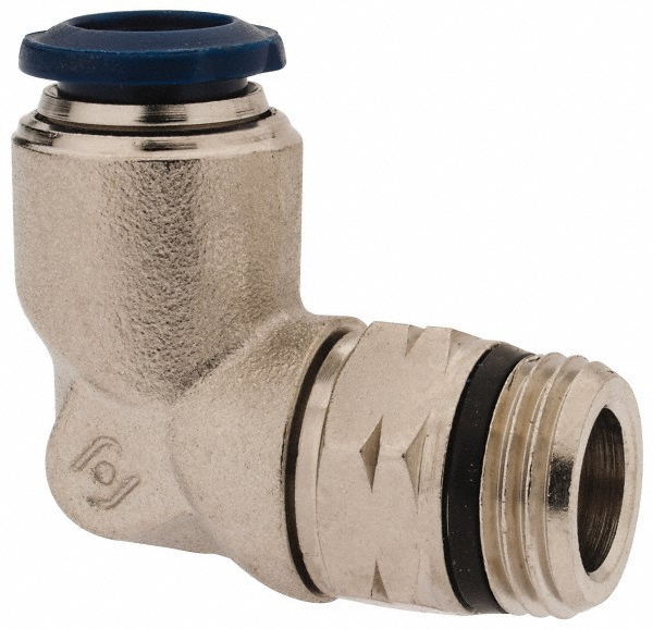 Aignep USA Push-to-Connect Tube x Male x Tube x Male UNF Fitting: Swivel Elbow, #10-32 Thread, UNF, 1/8" OD - 88115-02-32