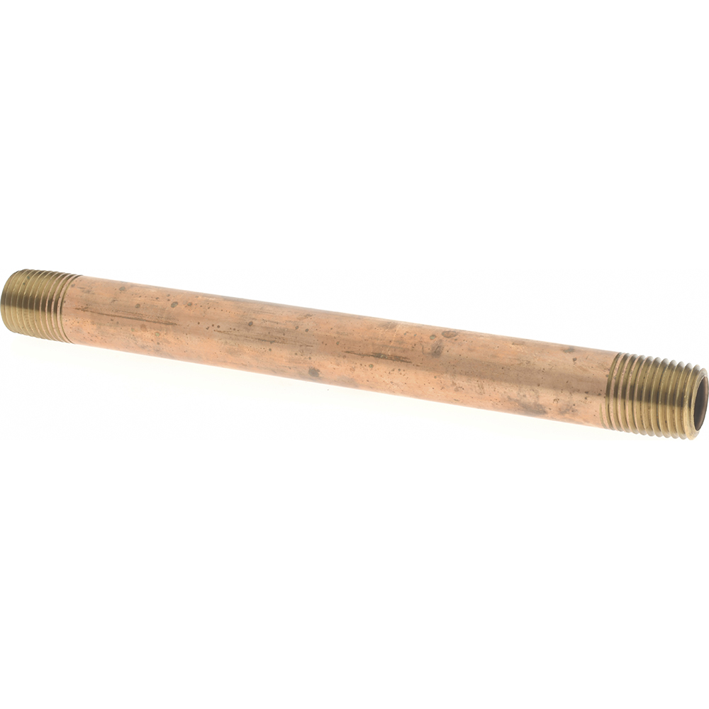 Merit Brass Brass Pipe Nipple: Threaded on Both Ends, 5-1/2" OAL, 1/4" NPT - 2104-550