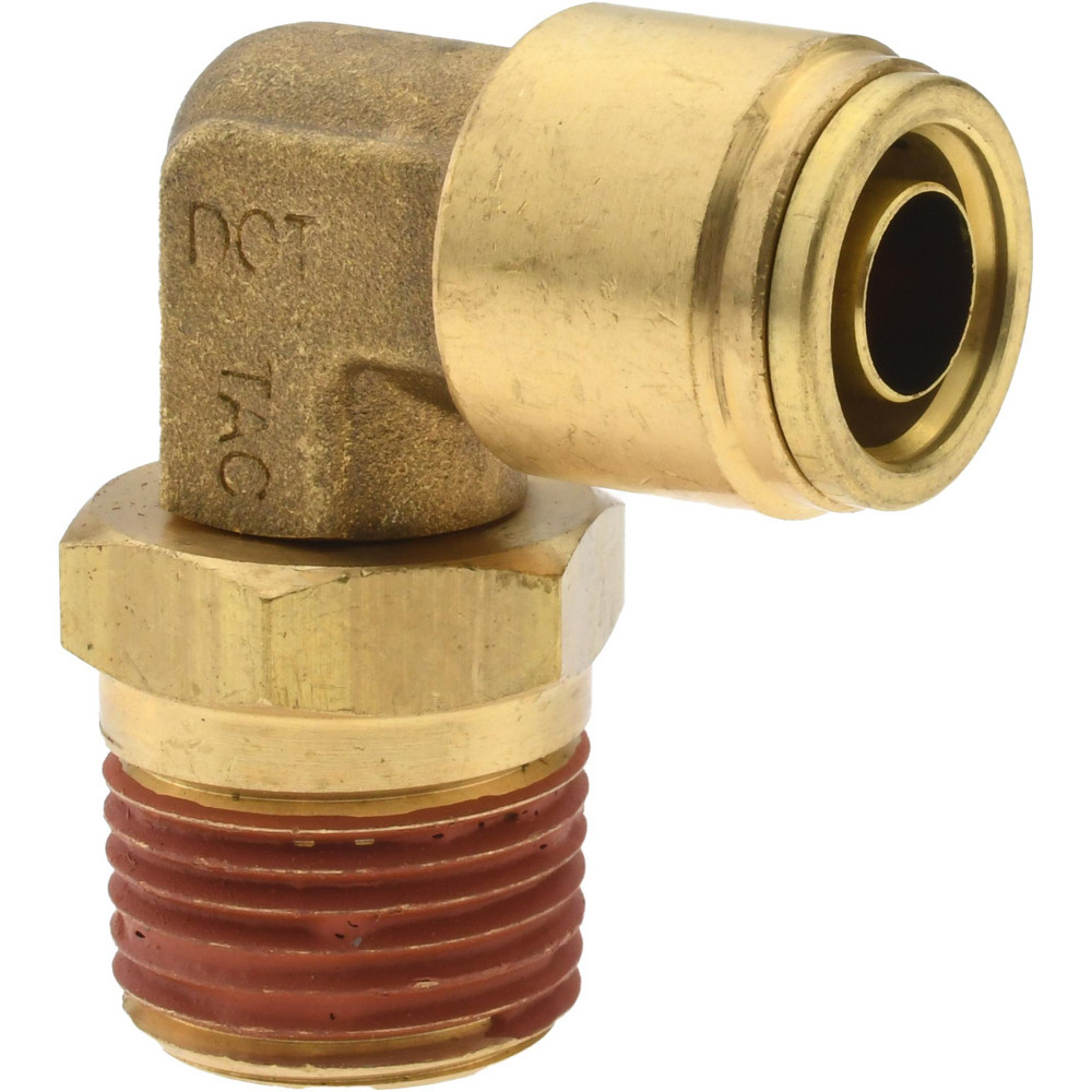 Parker Push-to-Connect Push-to-Connect x Male NPTF Fitting: 90 deg Elbow, 1/2 Thread, NPTF, 1/2" OD - 169PTC-8-8