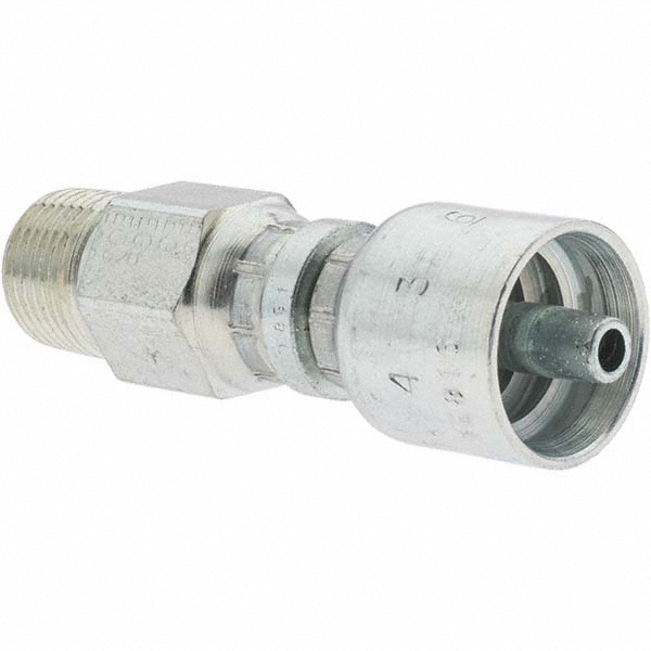 Parker Hydraulic Hose Male NPTF Pipe Swivel Fitting: 0.375" ID, 6 mm, 3/8-18 - 31382-6-6