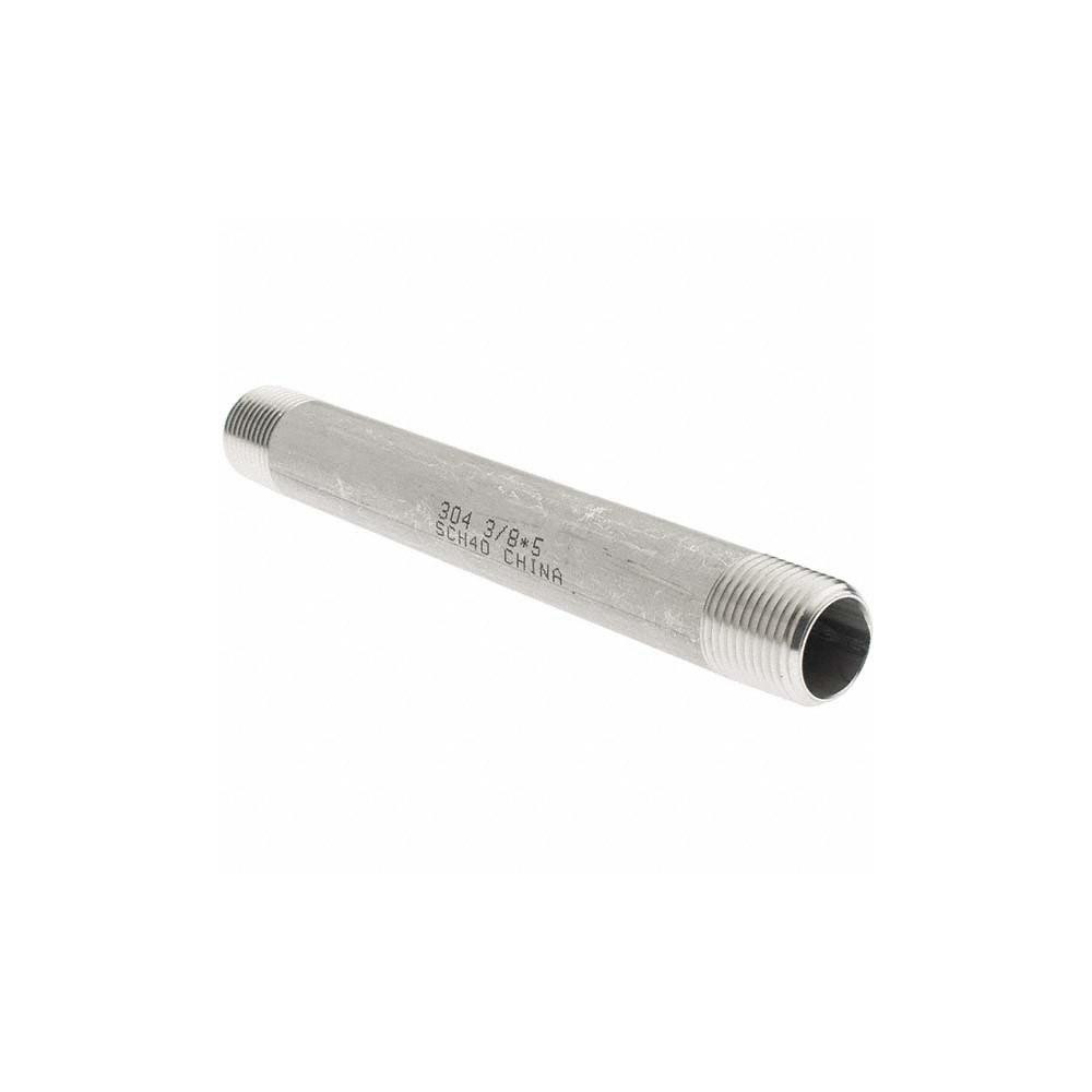 Value Collection Stainless Steel Pipe Nipple: 3/8" Pipe, Grade 304 & 304L - 4BN3/8*5