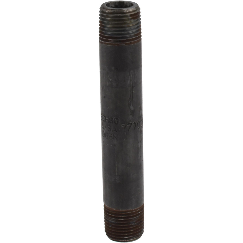 Value Collection Black Pipe Nipple: 3/8" Dia x 4" Long, Schedule 80 - MSCXNB03040