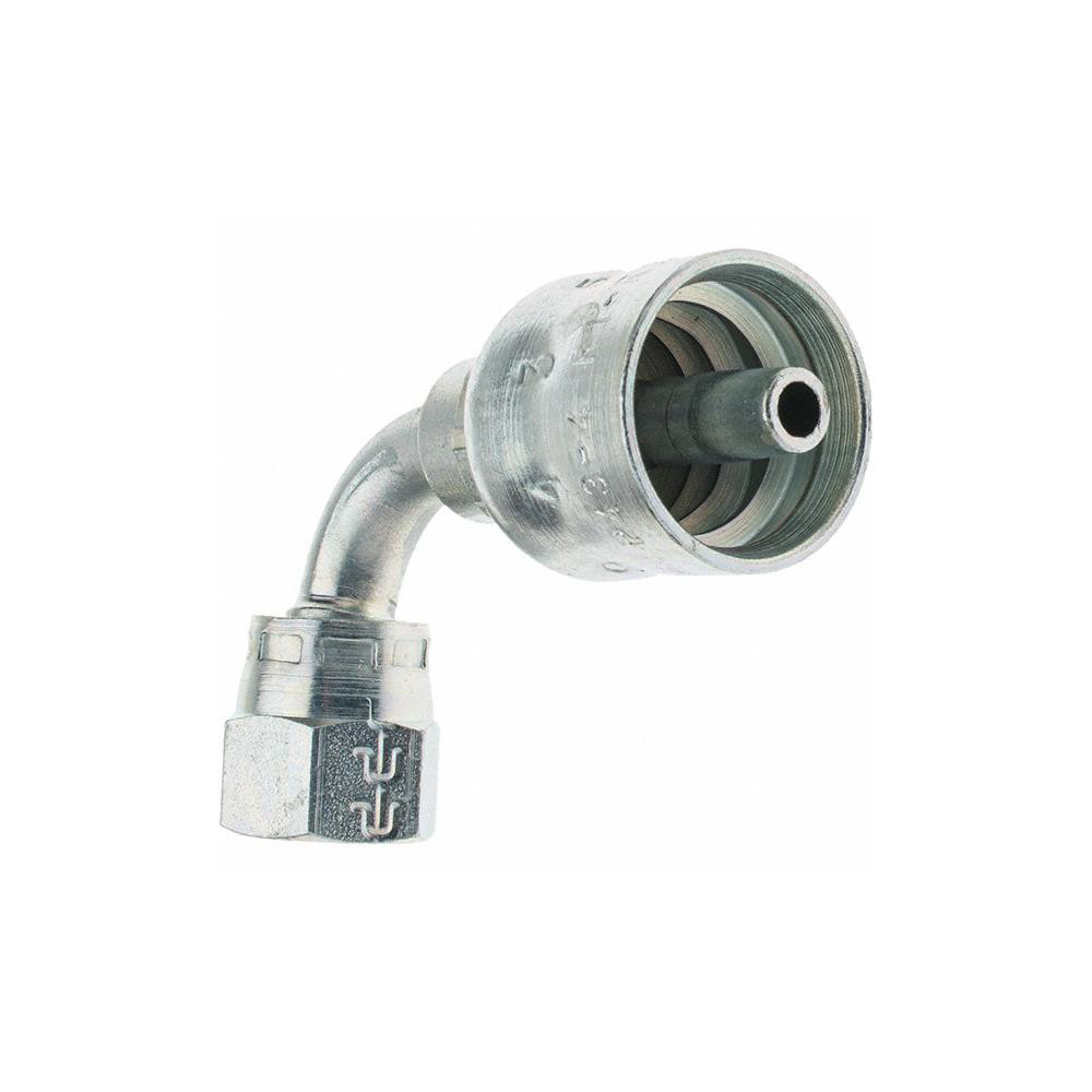 Parker Hydraulic Hose Female JIC Swivel 90 ° Elbow: 0.25" ID, 4 mm, 1/2-20 - KP46870