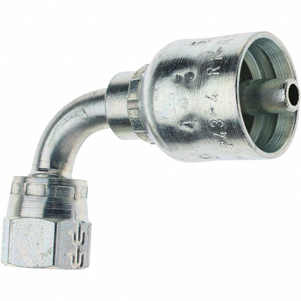 Parker Hydraulic Hose Female JIC Swivel 90 ° Elbow: 0.25" ID, 4 mm, 1/2-20 - KP46870