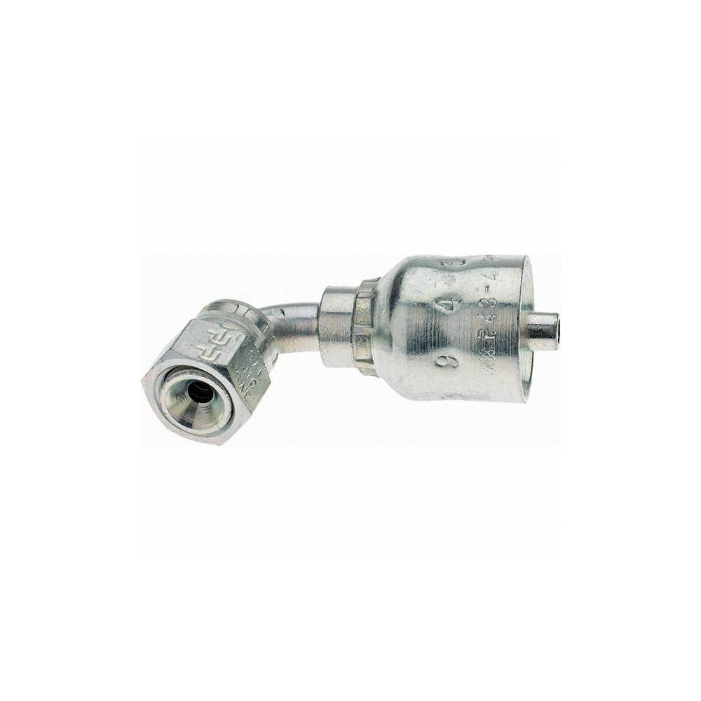 Parker Hydraulic Hose Female JIC Swivel 90 ° Elbow: 0.25" ID, 4 mm, 1/2-20 - KP46870