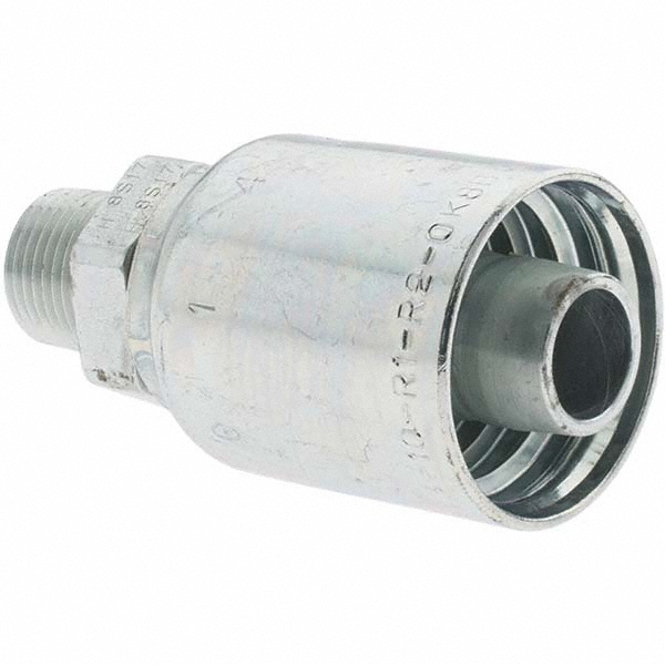 Parker Hydraulic Hose Male Rigid Fitting: 0.25" ID, 4 mm, 3/8-18, 10,000 psi - 10143-6-4