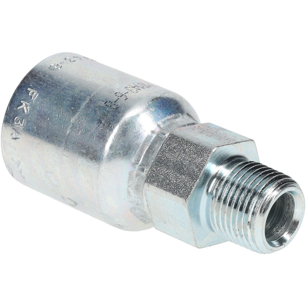 Parker Hydraulic Hose Male Rigid Fitting: 0.25" ID, 4 mm, 3/8-18, 10,000 psi - 10143-6-4