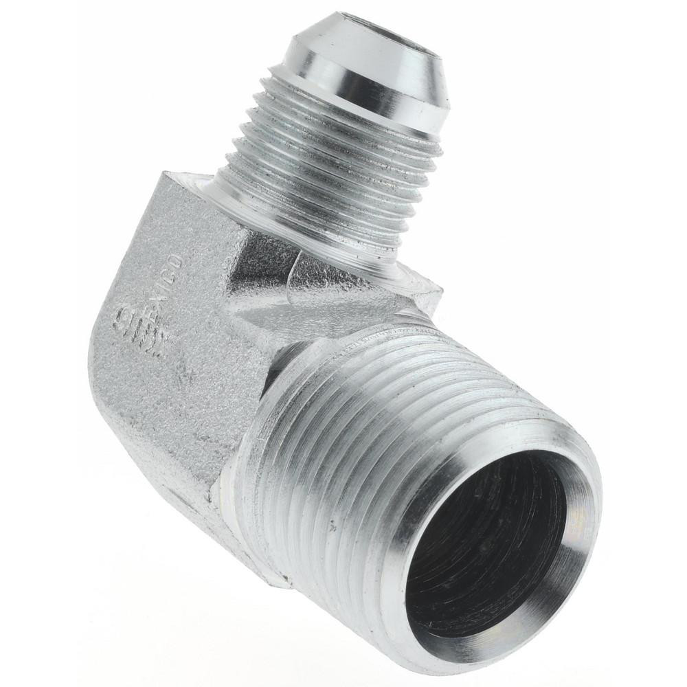 Parker Steel Flared Tube 90 Deg Elbow: 1/2" OD, 3/4-14 Thread, 37 deg Flared Angle - KP17699