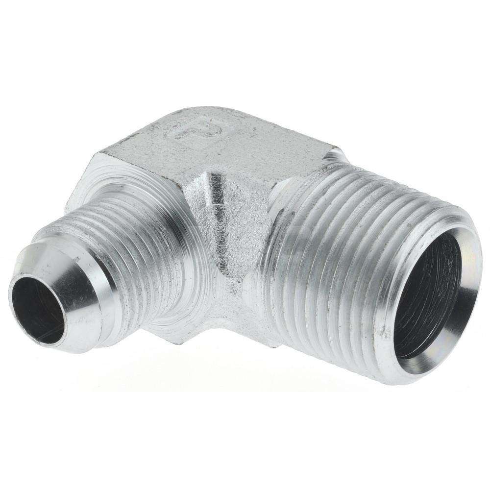 Parker Steel Flared Tube 90 Deg Elbow: 1/2" OD, 3/4-14 Thread, 37 deg Flared Angle - KP17699