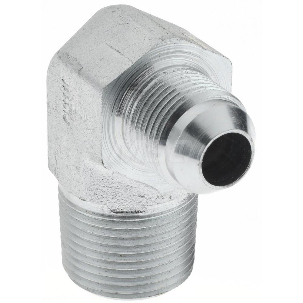 Parker Steel Flared Tube 90 Deg Elbow: 1/2" OD, 3/4-14 Thread, 37 deg Flared Angle - KP17699