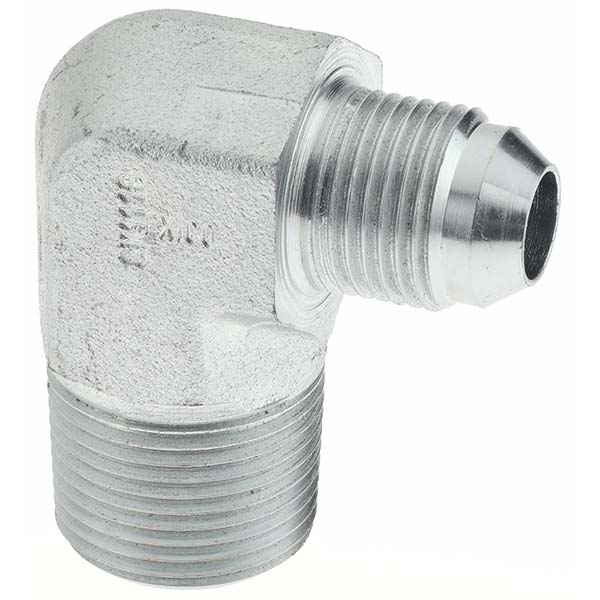 Parker Steel Flared Tube 90 Deg Elbow: 1/2" OD, 3/4-14 Thread, 37 deg Flared Angle - KP17699