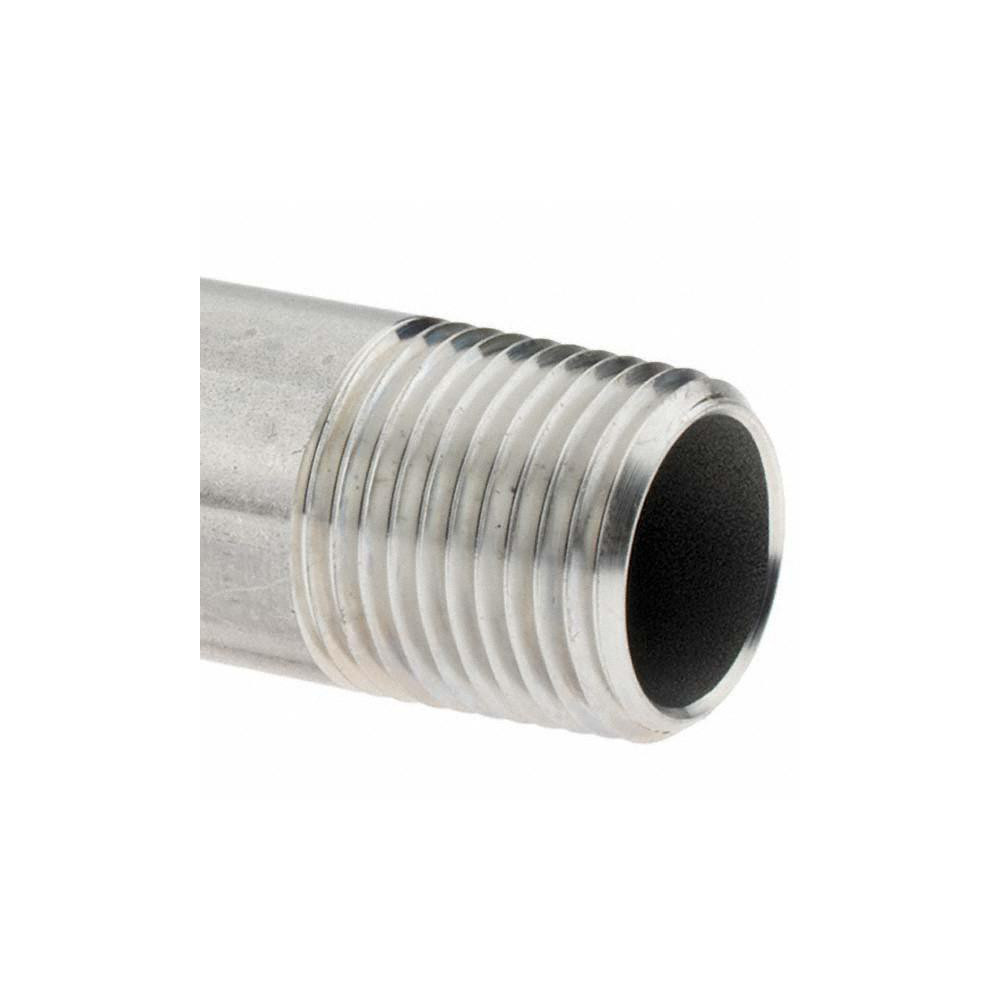 Value Collection Stainless Steel Pipe Nipple: 1/2" Pipe, Grade 304 & 304L - 4BN1/2*6