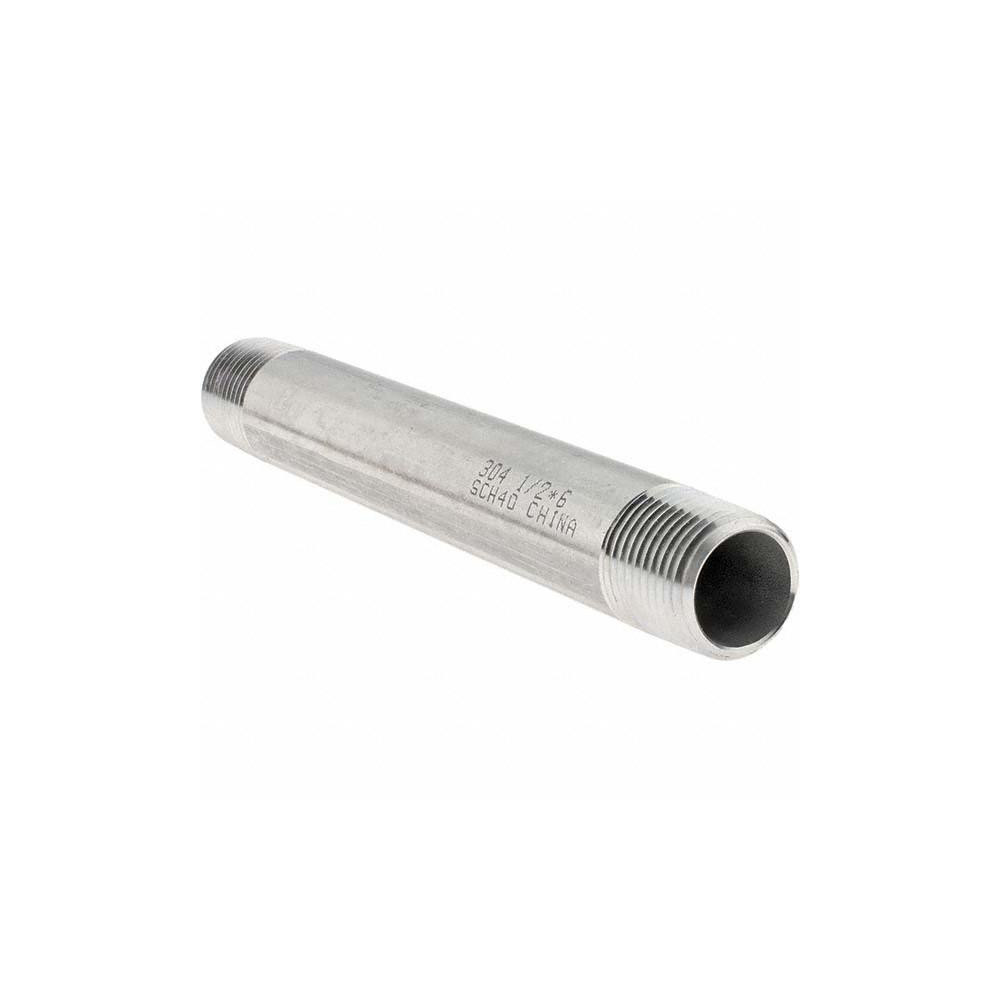 Value Collection Stainless Steel Pipe Nipple: 1/2" Pipe, Grade 304 & 304L - 4BN1/2*6