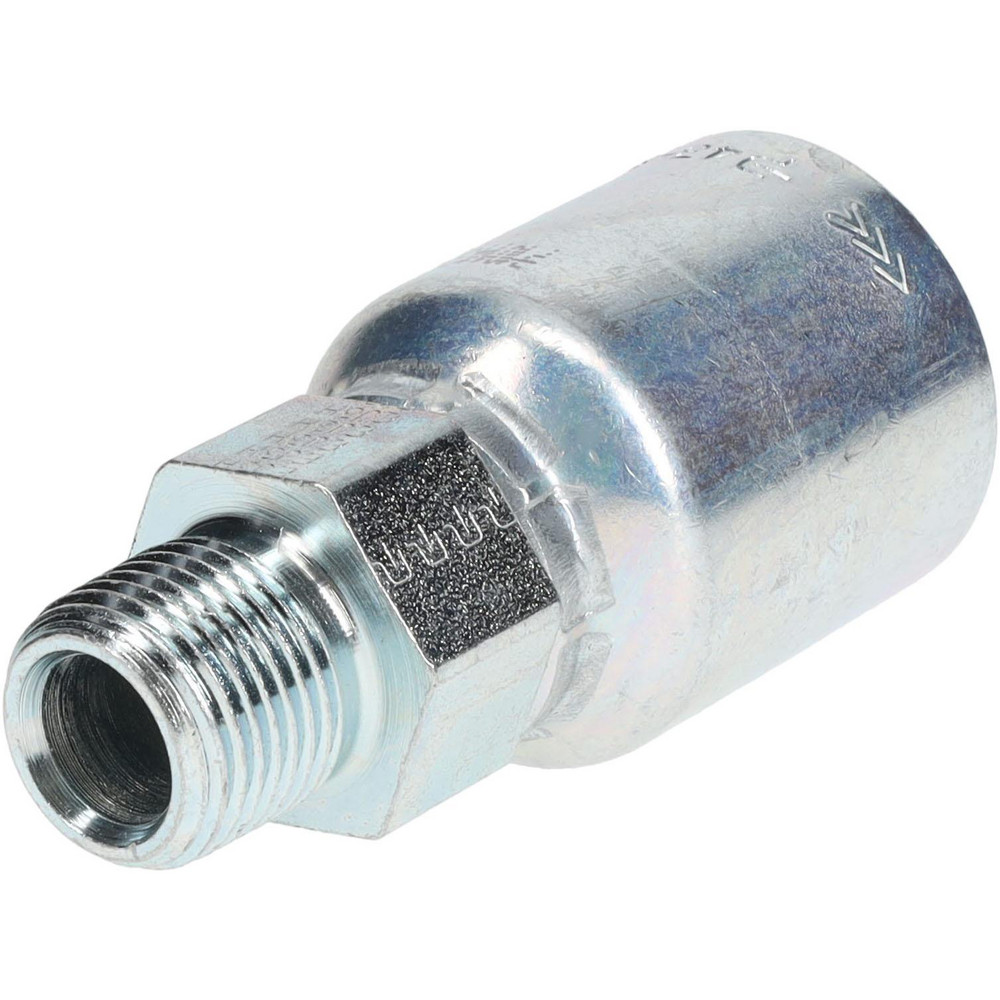 Parker Hydraulic Hose Male Rigid Fitting: 0.5" ID, 8 mm, 3/8-18, 10,000 psi - 10143-6-8