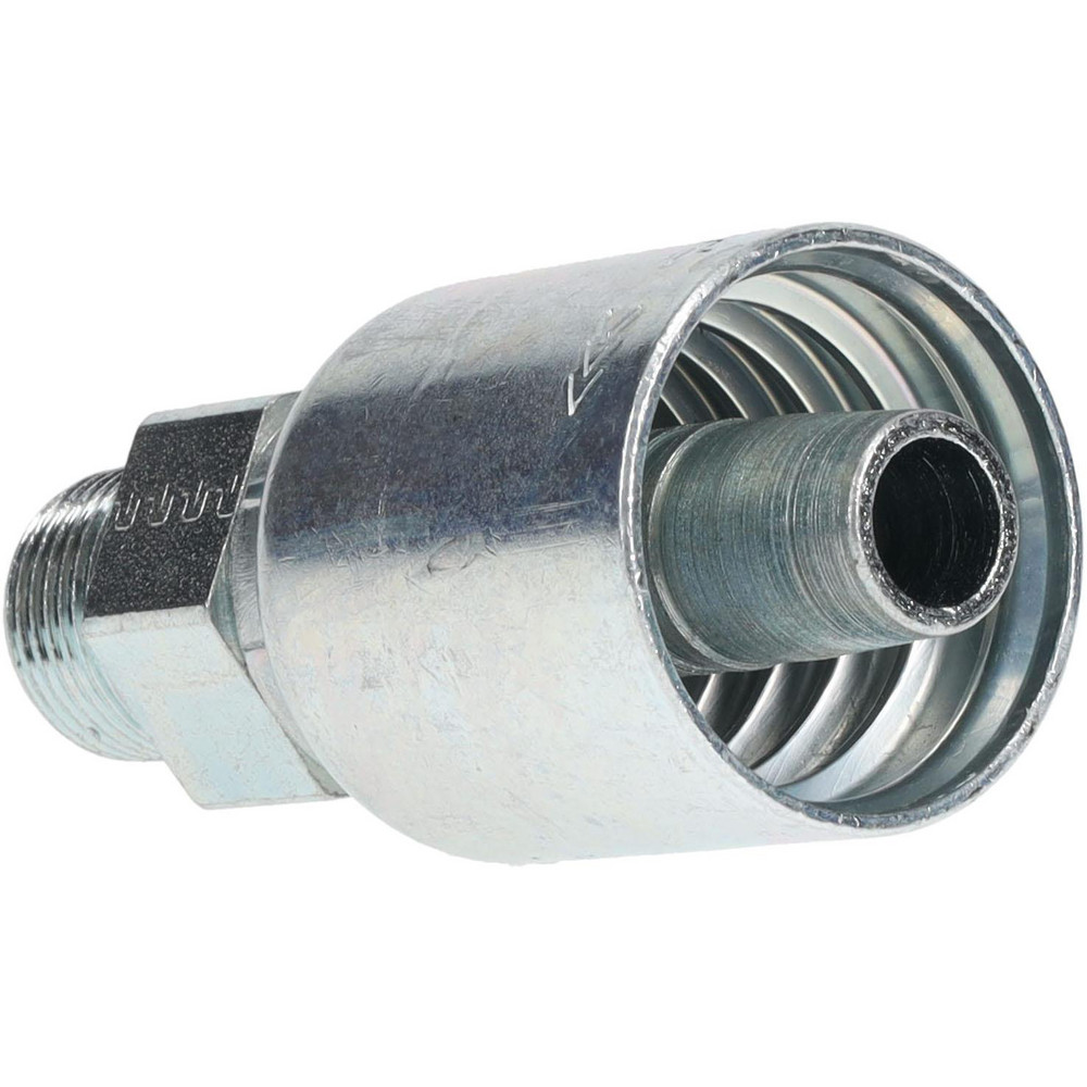 Parker Hydraulic Hose Male Rigid Fitting: 0.5" ID, 8 mm, 3/8-18, 10,000 psi - 10143-6-8