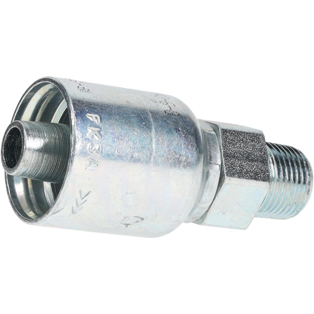 Parker Hydraulic Hose Male Rigid Fitting: 0.5" ID, 8 mm, 3/8-18, 10,000 psi - 10143-6-8