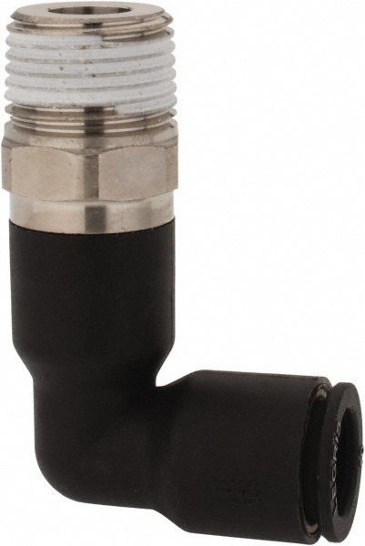 Legris Push-to-Connect Tube x MNPT Fitting: Extended Elbow, NPT, 5/32" OD - 3129 04 11