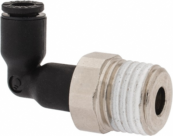 Legris Push-to-Connect Tube x MNPT Fitting: Extended Elbow, NPT, 5/32" OD - 3129 04 11