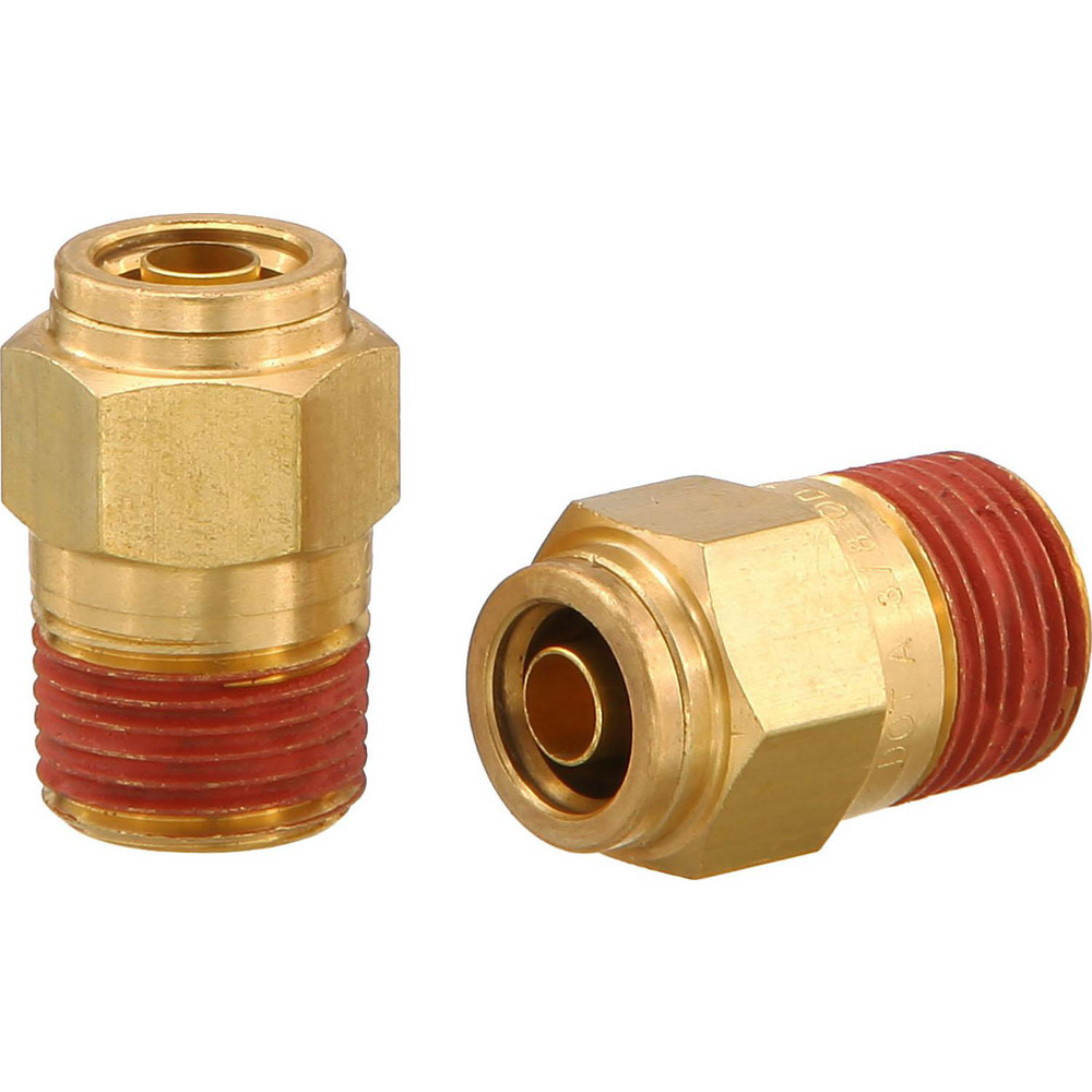 Parker Push-to-Connect Push-to-Connect x Male NPTF Fitting: Connector, NPTF, 3/8" OD - 68PTC-6-4
