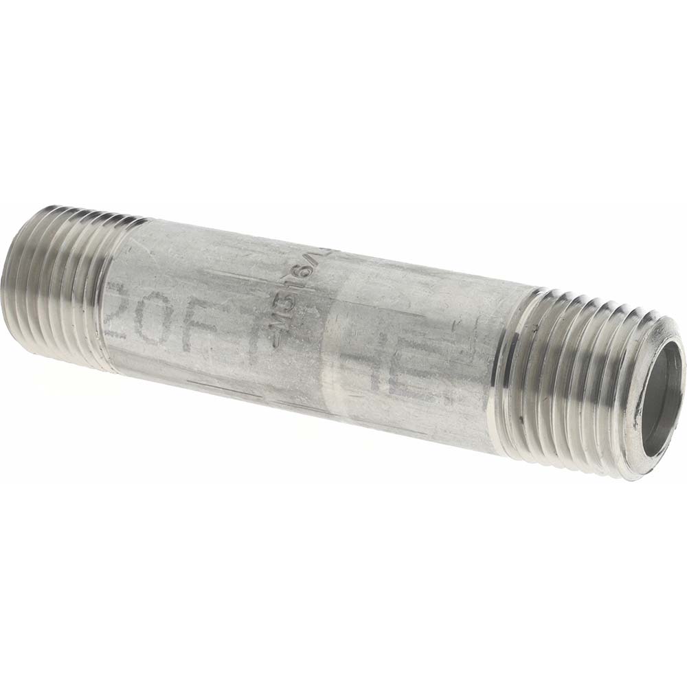 Merit Brass Stainless Steel Pipe Nipple: 1/2" Pipe, Grade 316 & 316L - 6508-250