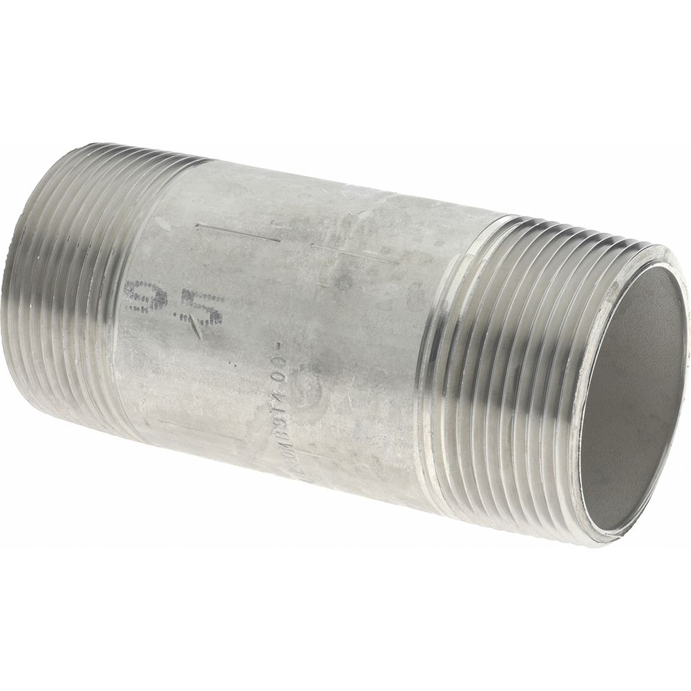 Value Collection Stainless Steel Pipe Nipple: 1-1/2" Pipe, Grade 304 & 304L - 4BN11/2*41/2