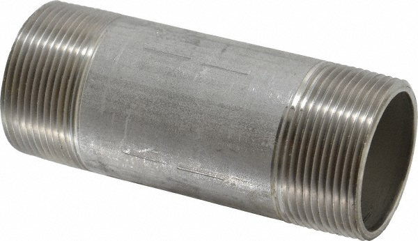 Value Collection Stainless Steel Pipe Nipple: 1-1/2" Pipe, Grade 304 & 304L - 4BN11/2*41/2