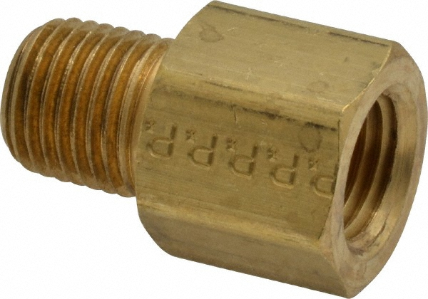 Parker Industrial Pipe Bushing: 1/8" Female Thread, 1/4" Male Thread, MNPTF x FNPTF - 209P-4-2