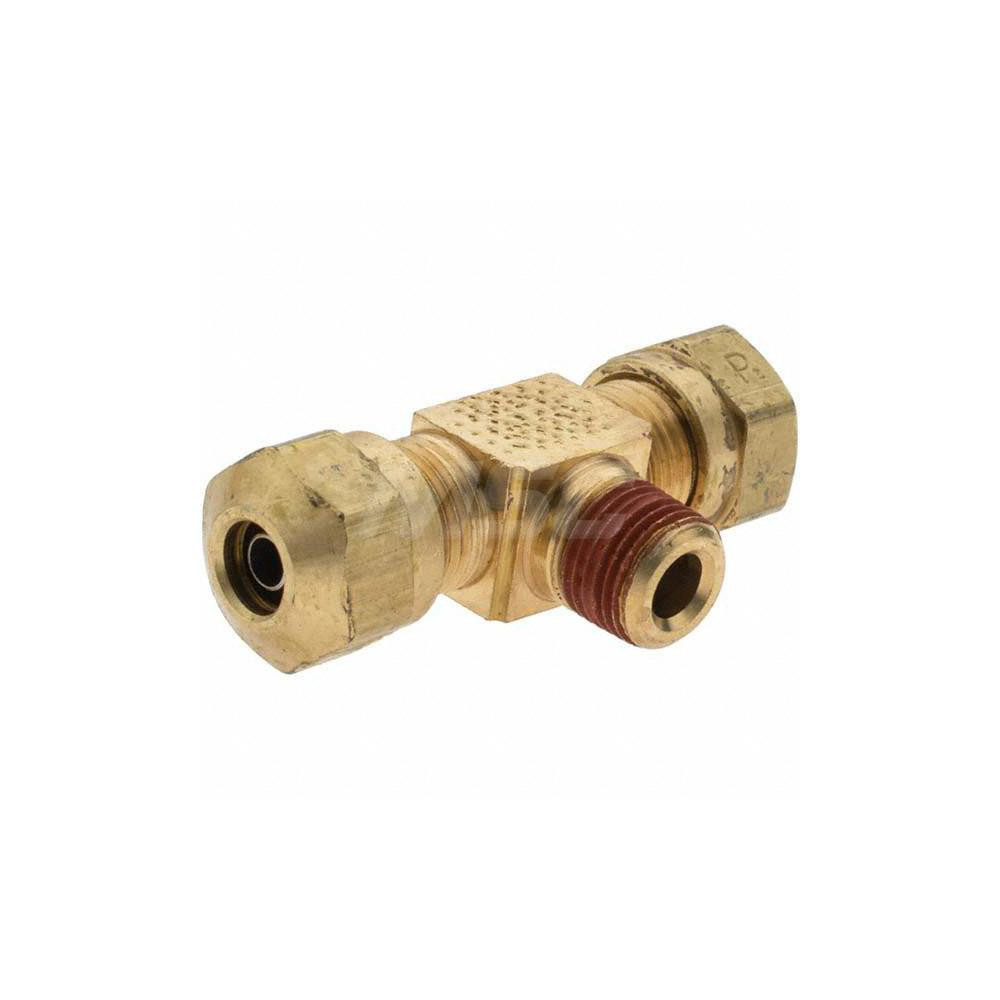 Parker Compression Tube Male Branch Tee: 1/4" Tube OD, Compression x Compression x MNPT - -10793-3