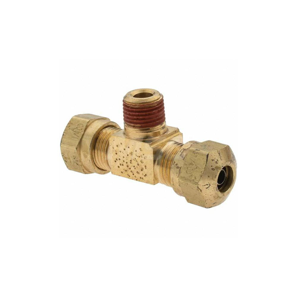 Parker Compression Tube Male Branch Tee: 1/4" Tube OD, Compression x Compression x MNPT - -10793-3